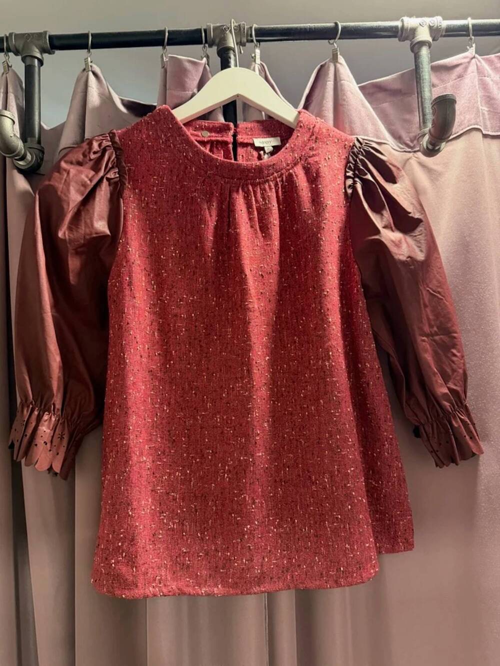 NEW VOY women's leather sleeve top in wine